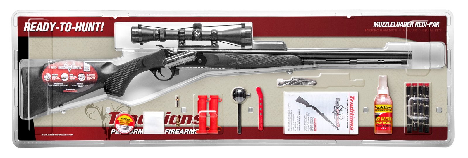 REDI-PAK BUCKSTALKER XT .50 CAL BLACK/BLUED WITH 3-9X40 DUPLEX SCOPE
